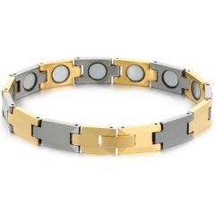 ***COI Tungsten Carbide Black/Gold Tone Silver Bracelet With Steel Clasp(Length: 7.87 inches)-01480AA