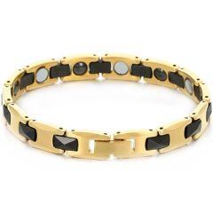 ***COI Tungsten Carbide Black/Gold Tone Black Bracelet With Steel Clasp(Length: 7.87 inches)-01481AA