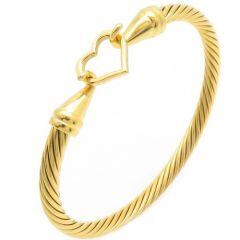 ***COI Titanium Gold Tone/Silver Heart Bracelet With Steel Clasp(Length: 7.87 inches)-01486AA