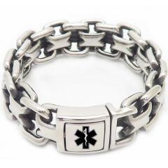 ***COI Titanium Gold Tone/Silver Medical Alert Bracelet With Steel Clasp(Length: 9.25 inches)-01488AA