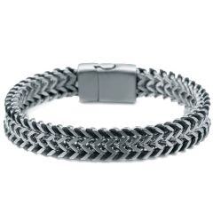 ***COI Titanium Black Gold Tone/Silver Bracelet With Steel Clasp(Length: 8.46 inches)-01489AA
