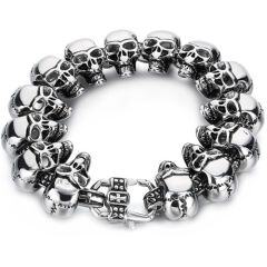 ***COI Titanium Skull Bracelet With Steel Clasp(Length: 8.66 inches)-01490AA