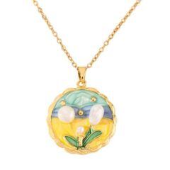 ***COI Gold Tone Titanium Enamel & Pearl Pendant-01504AA