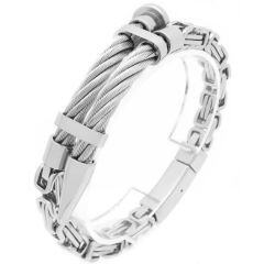 ***COI Titanium Black/Gold Tone/Silver Bracelet With Steel Clasp(Length: 8.27 inches)-01506AA