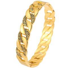***COI Gold Tone Titanium Greek Key Pattern Bracelet With Steel Clasp(Length: 8.27 inches)-01507AA