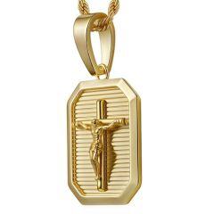 ***COI Titanium Gold Tone/Silver Jesus Cross Pendant-01532AA