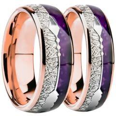 ***COI Rose Tungsten Carbide Meteorite & Purple Amethyst Ring With Arrows-01544AA