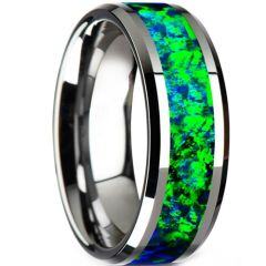 ***COI Tungsten Carbide Crushed Opal Beveled Edges Ring-01549AA
