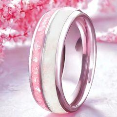 ***COI Titanium Created Pink Sapphire & Abalone Shell Dome Court Ring-01557AA