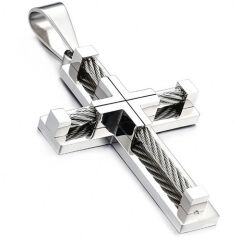 ***COI Titanium Black/Gold Tone/Silver/Rose Wire Cross Pendant-01561AA