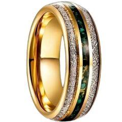 ***COI Gold Tone Titanium Meteorite & Crushed Opal Dome Court Ring-01582AA