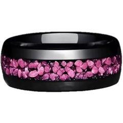 ***COI Black Titanium Created Pink Sapphire Dome Court Ring-01583AA