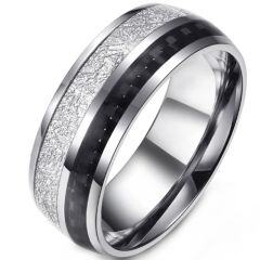 ***COI Titanium Meteorite & Carbon Fiber Dome Court Ring-01589AA
