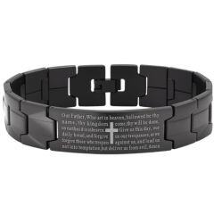 ***COI Black Titanium Cross Prayer Bracelet With Steel Clasp(Length: 8.07 inches)-01591AA