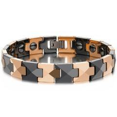 ***COI Titanium Rose/Gold Tone Ceramic Bracelet With Steel Clasp(Length: 8.27 inches)-01597AA