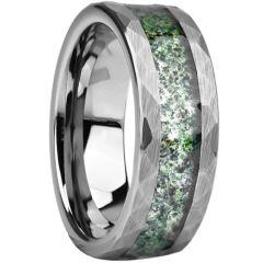***COI Tungsten Carbide Faceted Ring With Meteorite-01599AA