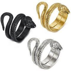 ***COI Titanium Black/Gold Tone/Silver Snake Ring-01621AA