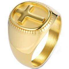 ***COI Titanium Black/Gold Tone/Silver Cross Ring-01623AA