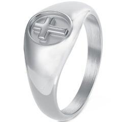 ***COI Titanium Black/Gold Tone/Silver Cross Ring-01624AA