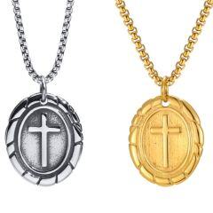 ***COI Titanium Black Silver/Gold Tone Cross Pendant-01626AA