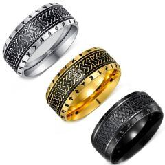 ***COI Titanium Black Silver/Gold Tone/Black Celtic Ring-01637AA