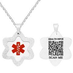 ***COI Titanium Gold Tone/Rose/Silver Medical Alert Custom Engraving Floral Pendant-01659AA