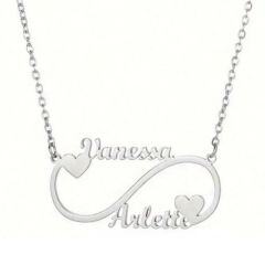 ***COI Titanium Gold Tone/Silver Custom Names Necklace With Steel Clasp(Length: 19.68 inches)-01673AA
