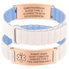 ***COI Rose Titanium Medical Alert Rubber Bracelet With Steel Clasp(Length: 8.27 inches)-01675AA