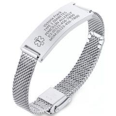 ***COI Titanium Black/Gold Tone/Silver/Rose Medical Alert Bracelet With Steel Clasp(Length: 8.27 inches)-01676AA