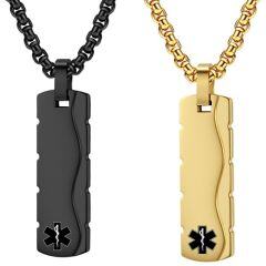 ***COI Titanium Black/Gold Tone Medical Alert Pendant-01679AA