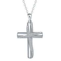 ***COI Titanium Cross Pendant With Cubic Zirconia-01715AA