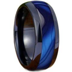 ***COI Black Titanium Abalone Shell Dome Court Ring-01768AA
