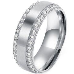 ***COI Titanium Gold Tone/Silver Ring With Cubic Zirconia-01864AA