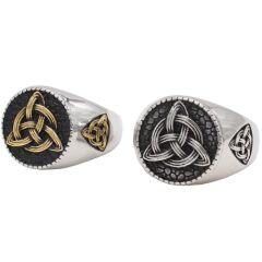 ***COI Titanium Black Gold Tone/Silver Trinity Knots Ring-01865AA
