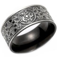 ***COI Titanium Black/Gold Tone Dragon Celtic Ring-01866AA