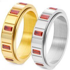 ***COI Titanium Gold Tone/Silver Ring With Created Blue Sapphire/Red Ruby/Purple Amethyst/White Diamond-01870AA