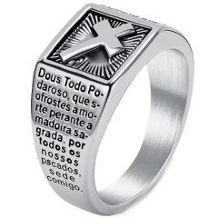 ***COI Titanium Black/Gold Tone/Silver Cross Prayer Ring-01872AA