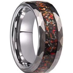 ***COI Tungsten Carbide Faceted Ring With Dinosaur Bone-01909AA
