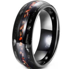 ***COI Black Tungsten Carbide Dinosaur Bone & Meteorite Dome Court Ring-01911AA