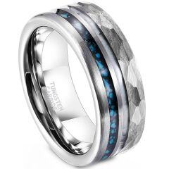 ***COI Tungsten Carbide Faceted Ring With Deer Antler & Turquoise-01913AA