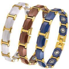 ***COI Gold Tone Titanium Ceramic Bracelet With Steel Clasp(Length: 8.27 inches)-01933AA