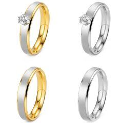 ***COI Titanium Silver/Gold Tone Silver Solitaire Ring-01958AA