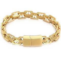 ***COI Titanium Black/Gold Tone/Silver Bracelet With Steel Clasp(Length: 8.27 inches)-01980AA