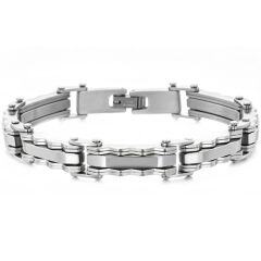 ***COI Titanium Silver/Gold Tone Silver Bracelet With Steel Clasp(Length: 8.85 inches)-01993AA