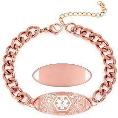 ***COI Titanium Rose/Gold Tone/Silver Medical Alert Bracelet With Steel Clasp(Length: 7.48 inches)-01997AA