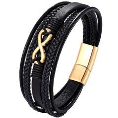 ***COI Titanium Black/Blue/Gold Tone/Silver Infinity Bracelet With Steel Clasp(Length: 8.27 inches)-02000AA