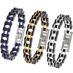 ***COI Titanium Black Blue/Gold Tone/White Bracelet With Steel Clasp(Length: 8.27 inches)-02017AA