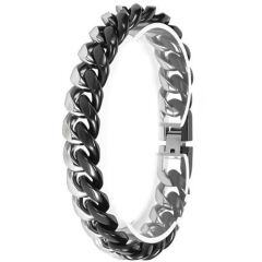 ***COI Titanium Black Silver/Silver Bracelet With Steel Clasp(Length: 7.87 inches)-02019AA