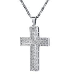 ****COI Titanium Gold Tone/Silver Cross Pendant With Cubic Zirconia-02034AA