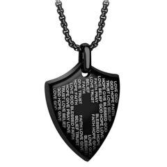 ****COI Titanium Black/Gold Tone/Silver/Blue Cross Prayer Pendant-02035AA